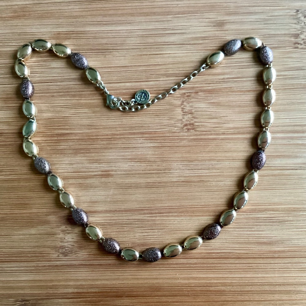 Vintage Napier Gold & Bronze Tone Beaded Textured Adjustable Necklace Classic